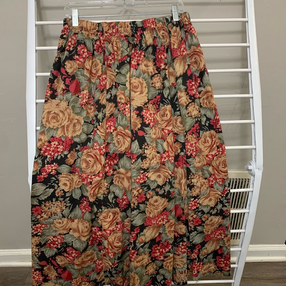 Vintage Floral A-Line Skirt